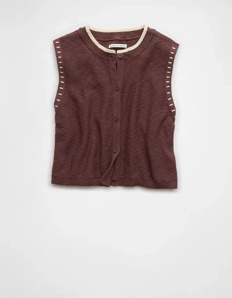 Veste à boutons en tricot de chandail col rond AE