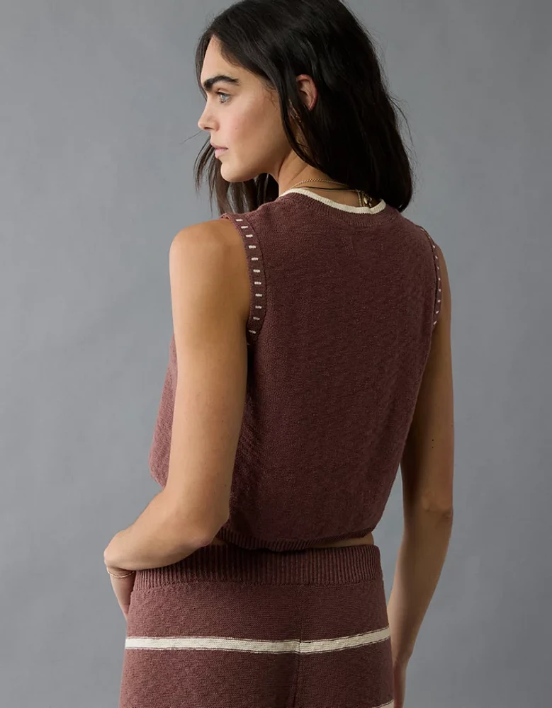 Veste à boutons en tricot de chandail col rond AE