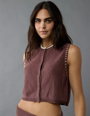 Veste à boutons en tricot de chandail col rond AE