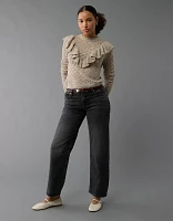 AE Wispy-Knit High Neck Ruffle Sweater