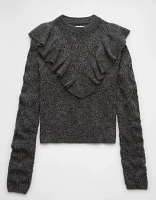 AE Wispy-Knit High Neck Ruffle Sweater