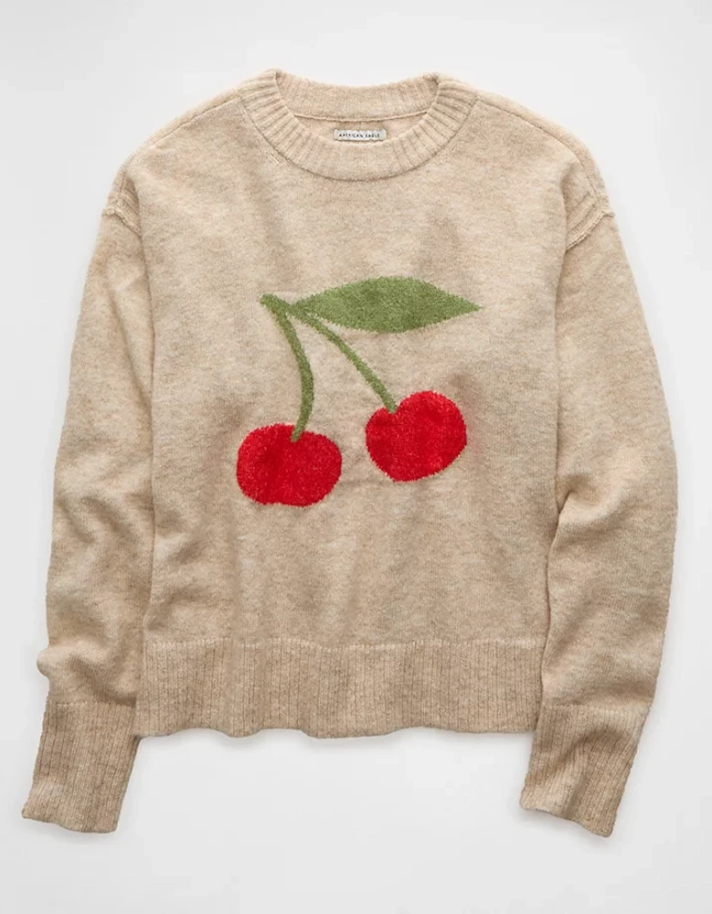 AE Whoa So Soft Cherry Crew Neck Sweater