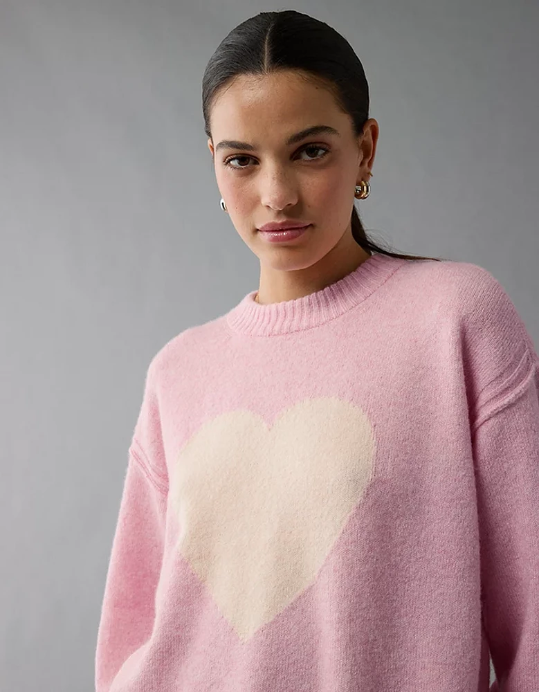 AE Whoa So Soft Heart Crew Neck Sweater