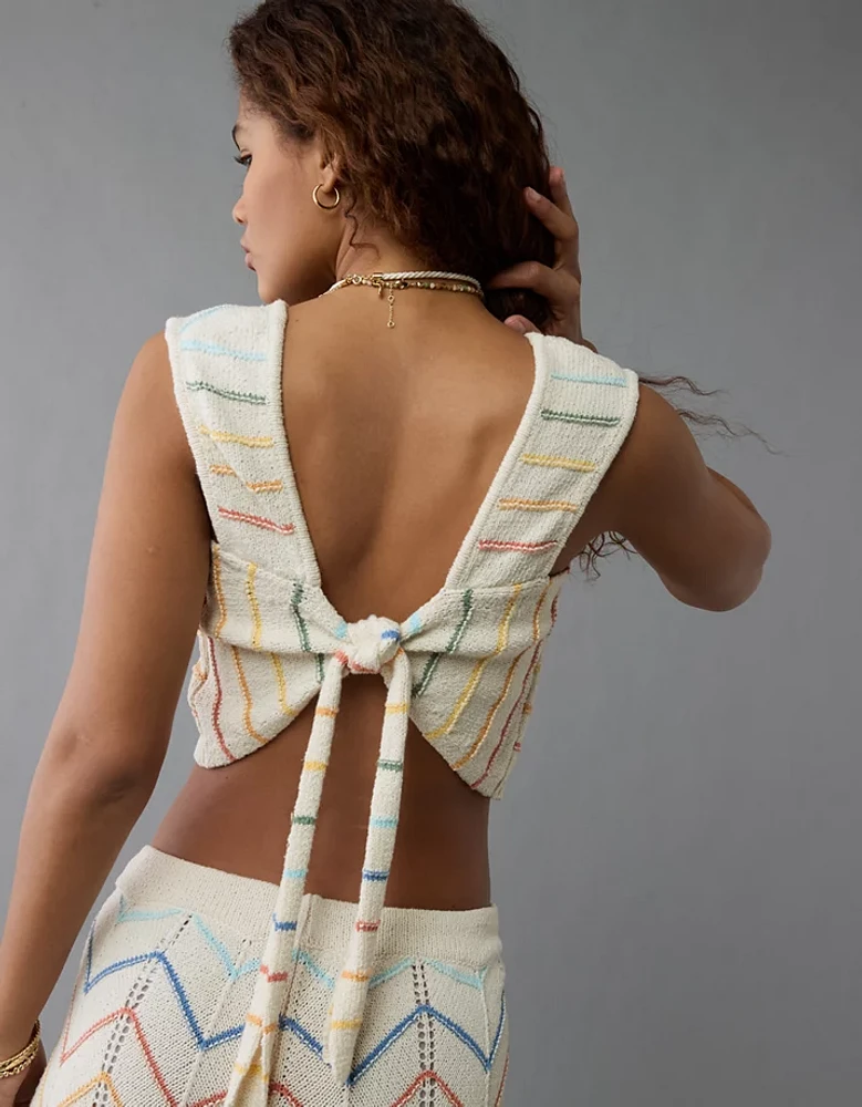 Débardeur court en tricot noué au dos Fierté AE