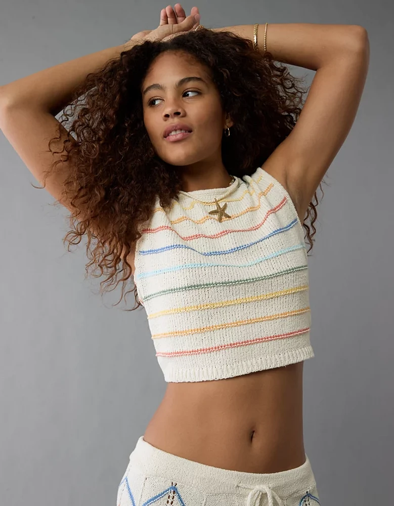 Débardeur court en tricot noué au dos Fierté AE