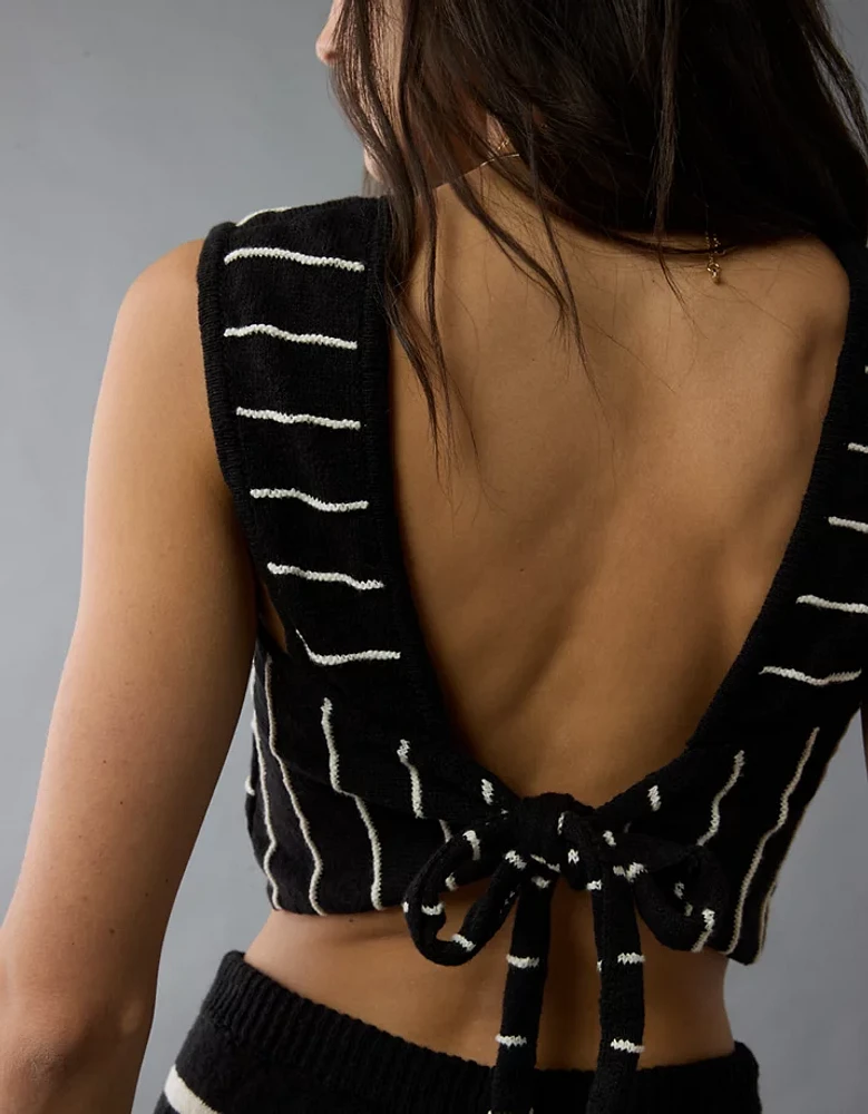 Débardeur en tricot rayé noué au dos AE