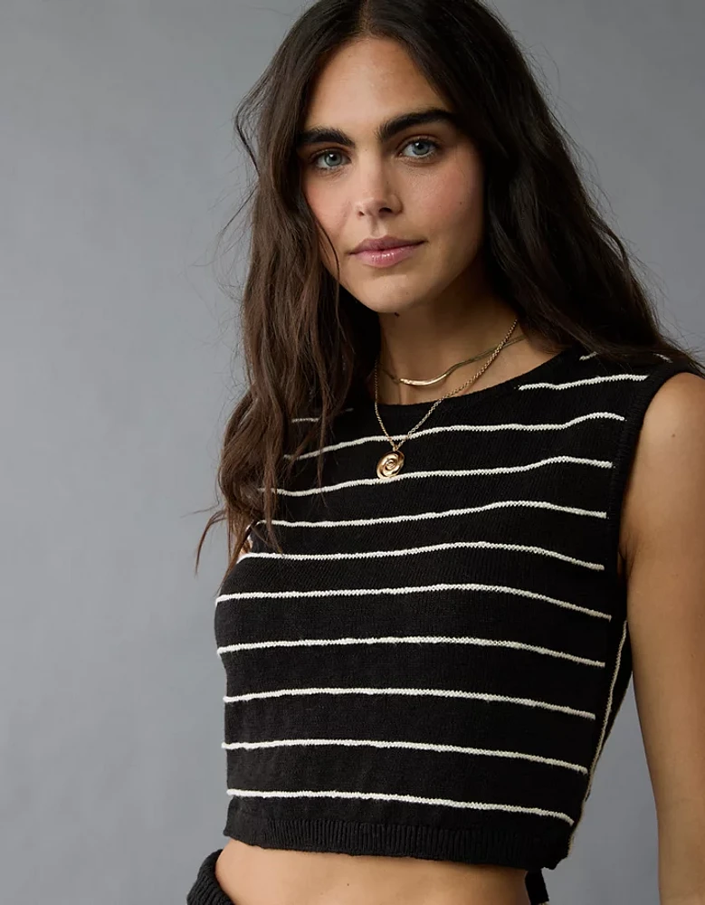 Débardeur en tricot rayé noué au dos AE