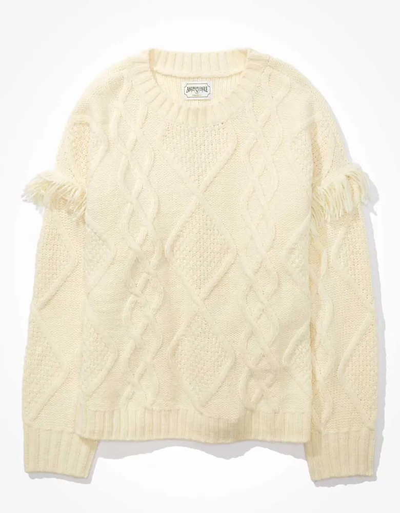 AE Fringe Sleeve Sweater