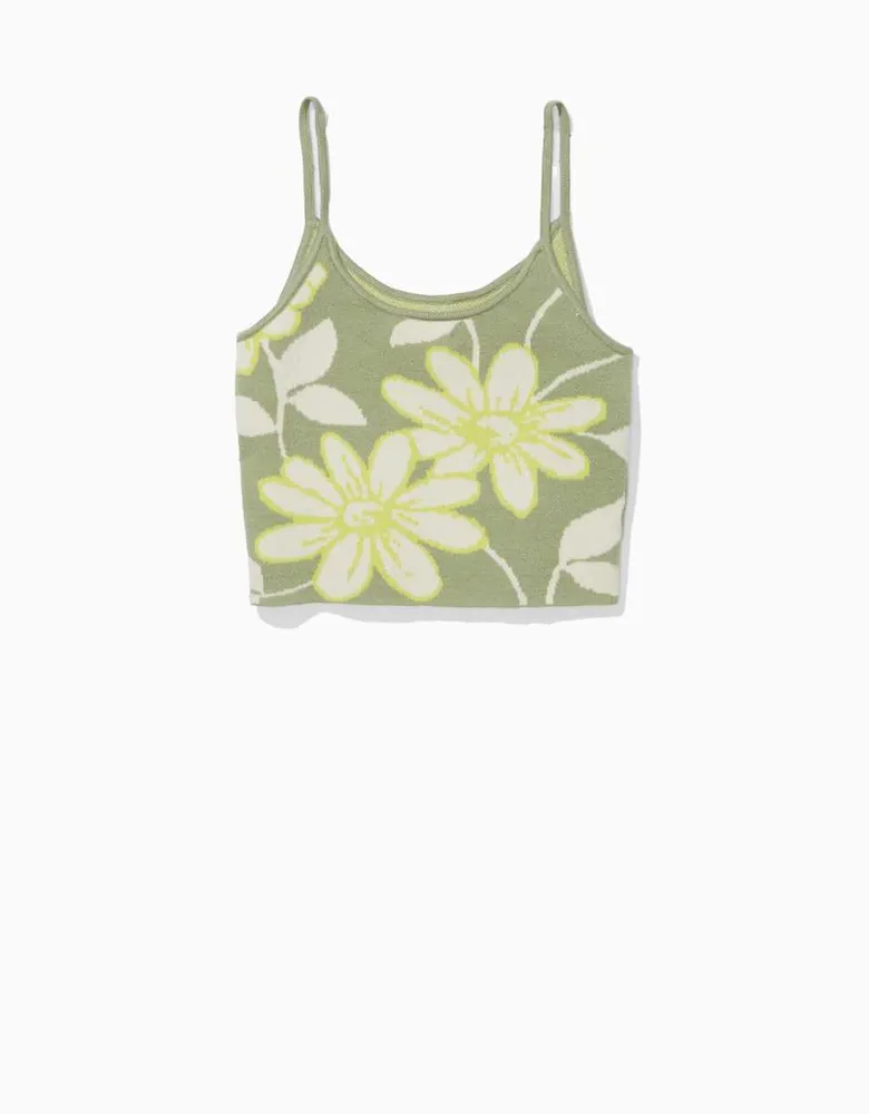 AE Cropped Floral Sweater Tank Top