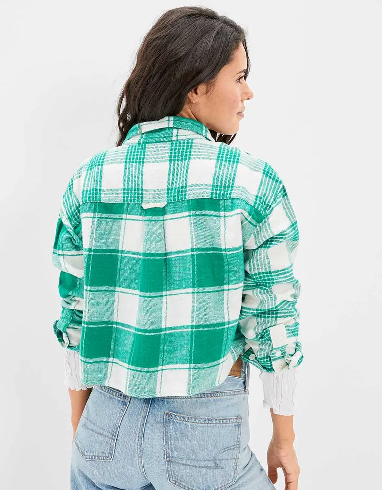 AE Cropped Flannel Shirt