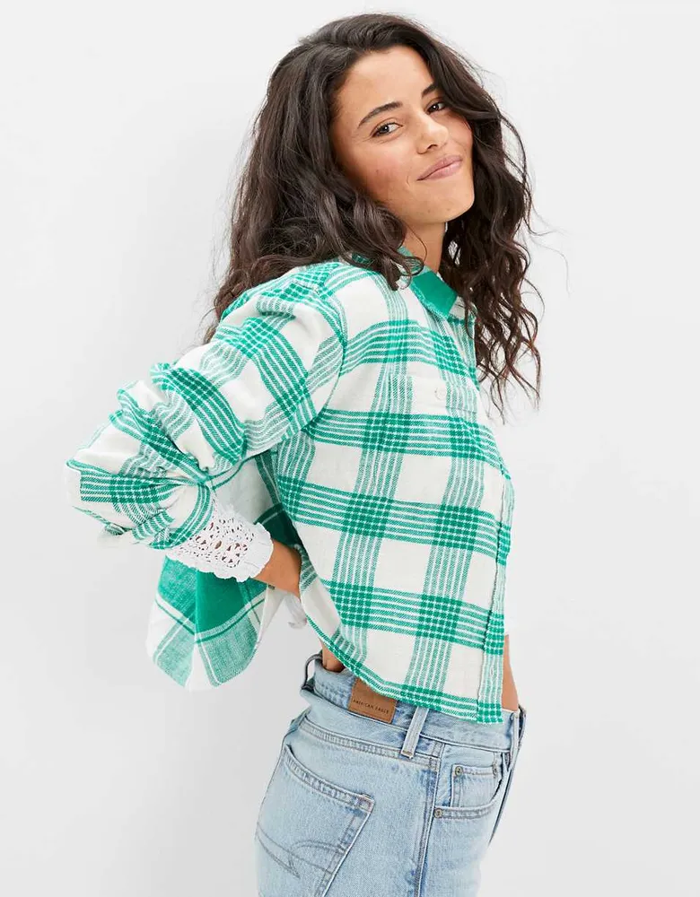 AE Cozy Cropped Flannel Shirt