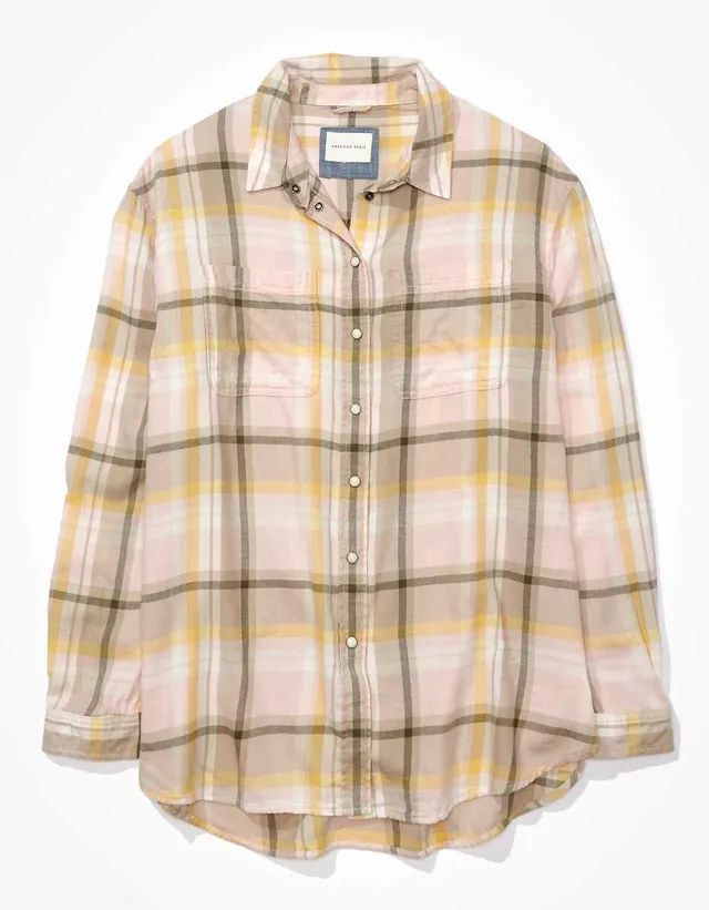 Lids Las Vegas Raiders WEAR by Erin Andrews Women's Plaid Flannel Button-Up  Long Sleeve Shirt - Cream/Gray