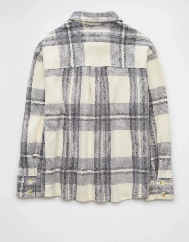 AE Fleece Plaid Shacket