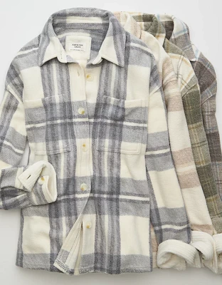 AE Fleece Plaid Shacket