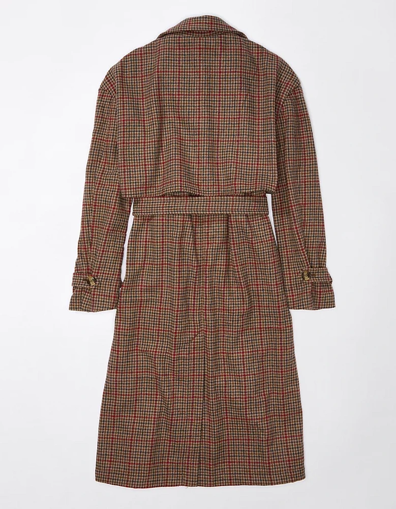 AE Plaid Trench Coat