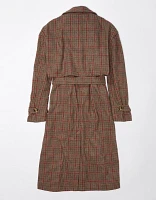 AE Plaid Trench Coat