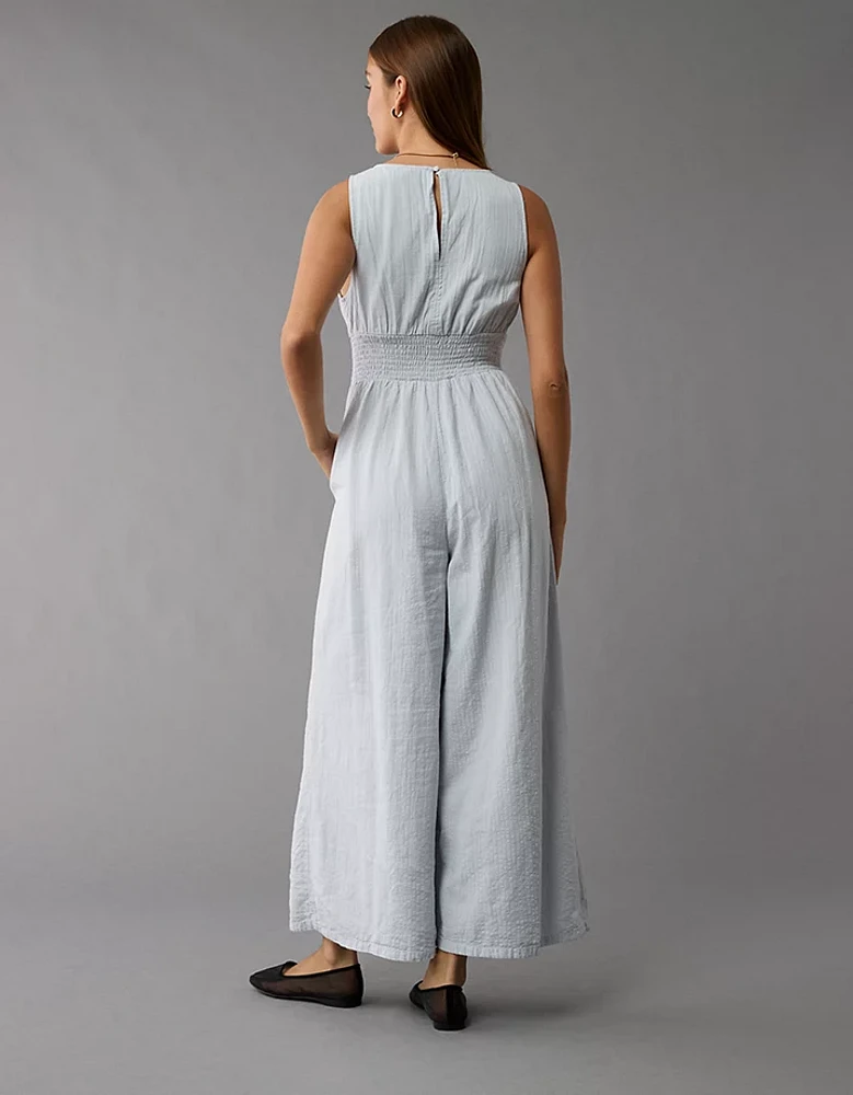 AE Smocked Bodice V-Neck Jumpsuit