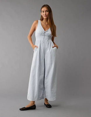 AE Smocked Bodice V-Neck Jumpsuit