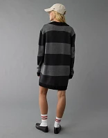 AE Long-Sleeve Oversized Collared Sweater Mini Dress