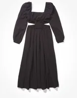 AE Long-Sleeve Cut-Out Midi Dress