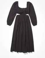 AE Long-Sleeve Cut-Out Midi Dress