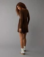 AE Knit Long-Sleeve Babydoll Mini Dress