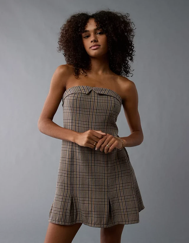 knee length dresses for ladies Miss Circle Women Oaklyn Plaid Pleated Mini Skort - Brown