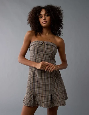 AE Tube Plaid Pleated Mini Dress