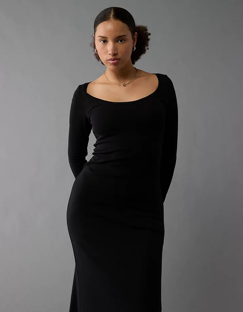 AE Long-Sleeve Plush Maxi Dress