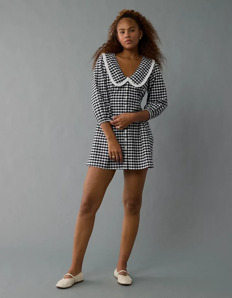 AE Oversized Long-Sleeve Collar Mini Dress