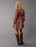 AE Long-Sleeve Chiffon Babydoll Mini Dress