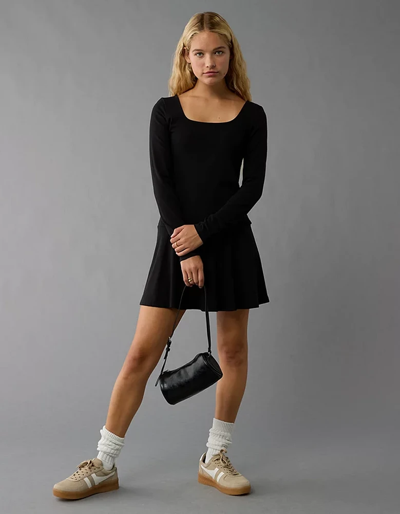 AE Knit Square Neck Drop Waist Mini Dress