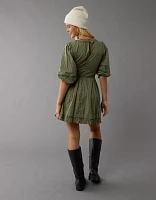 AE Embroidered Puff Sleeve Mini Dress