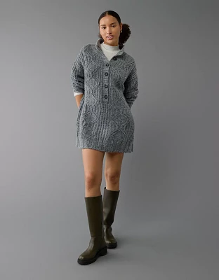 AE Long-Sleeve Mock Neck Mini Sweater Dress