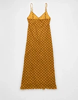 AE Mini Mesh V-Neck Plaid Midi Slip Dress