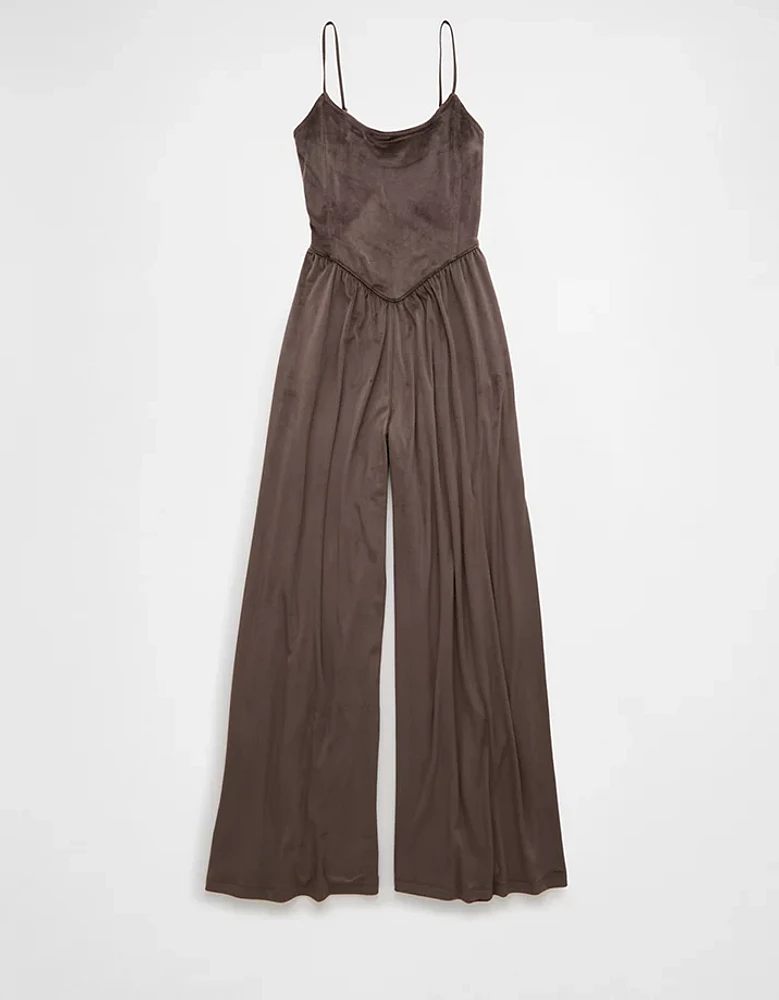 AE Velvet V-Waist Wide-Leg Jumpsuit