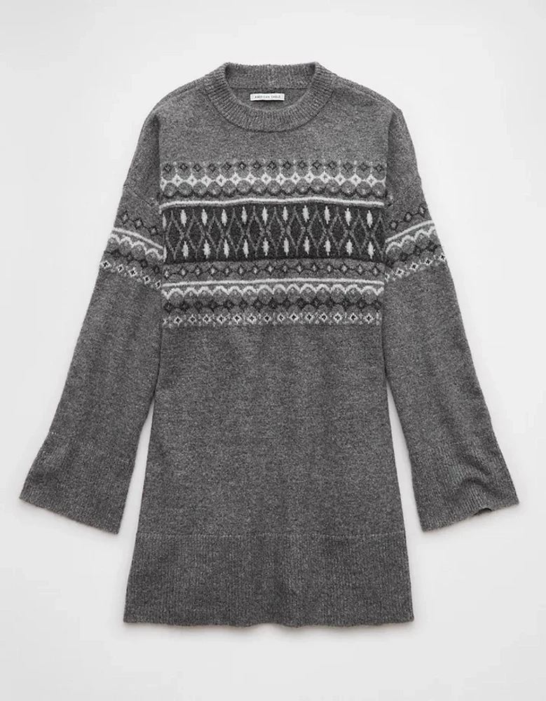 AE Crew Neck Fair Isle Sweater Mini Dress