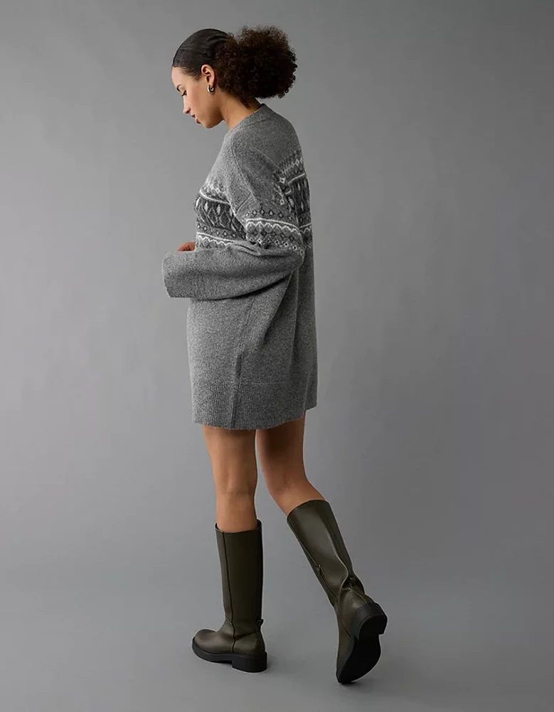 AE Crew Neck Fair Isle Sweater Mini Dress