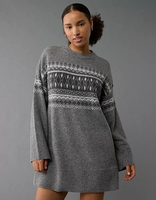 AE Crew Neck Fair Isle Sweater Mini Dress