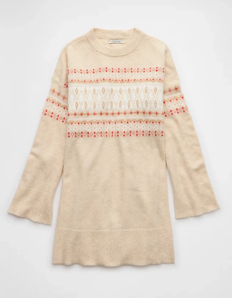 AE Crew Neck Fair Isle Sweater Mini Dress