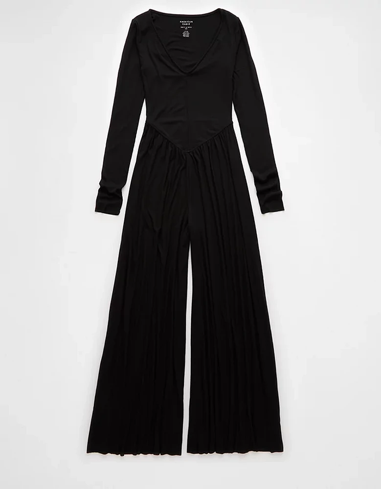 AE Soft & Sexy Long-Sleeve V-Neck Jumpsuit