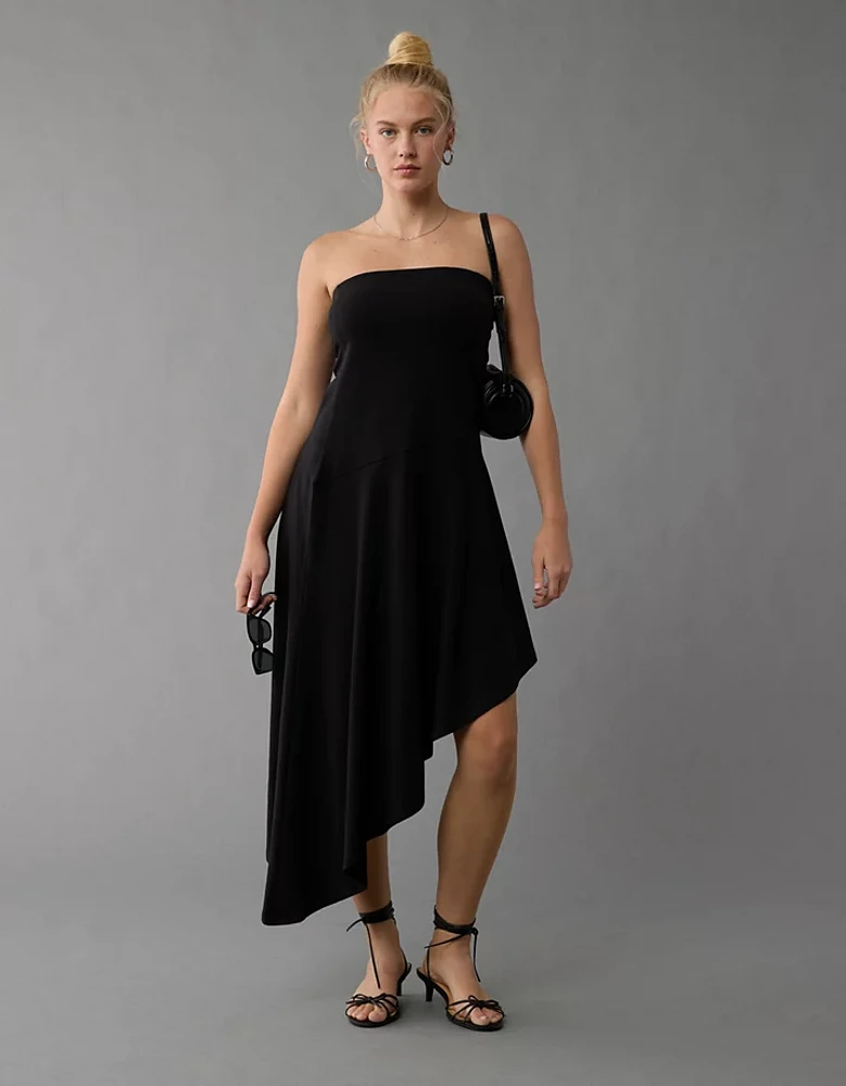 AE Asymmetric Hem Tube Top Maxi Dress