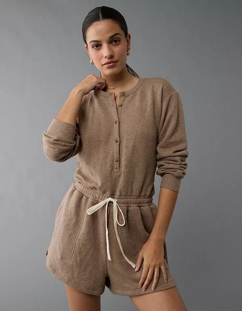 AE Cozy Henley Lounge Romper