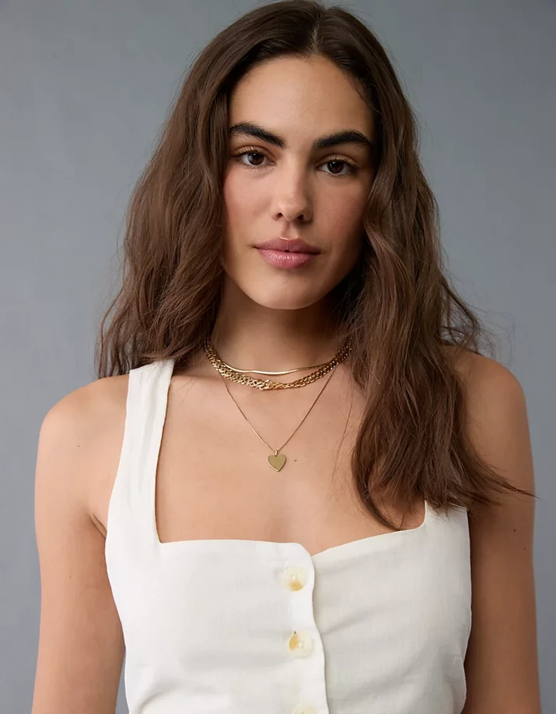 AE Square Neck Button-Up Mini Dress