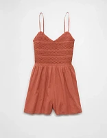 Barboteuse texturée à encolure en V et smocks AE