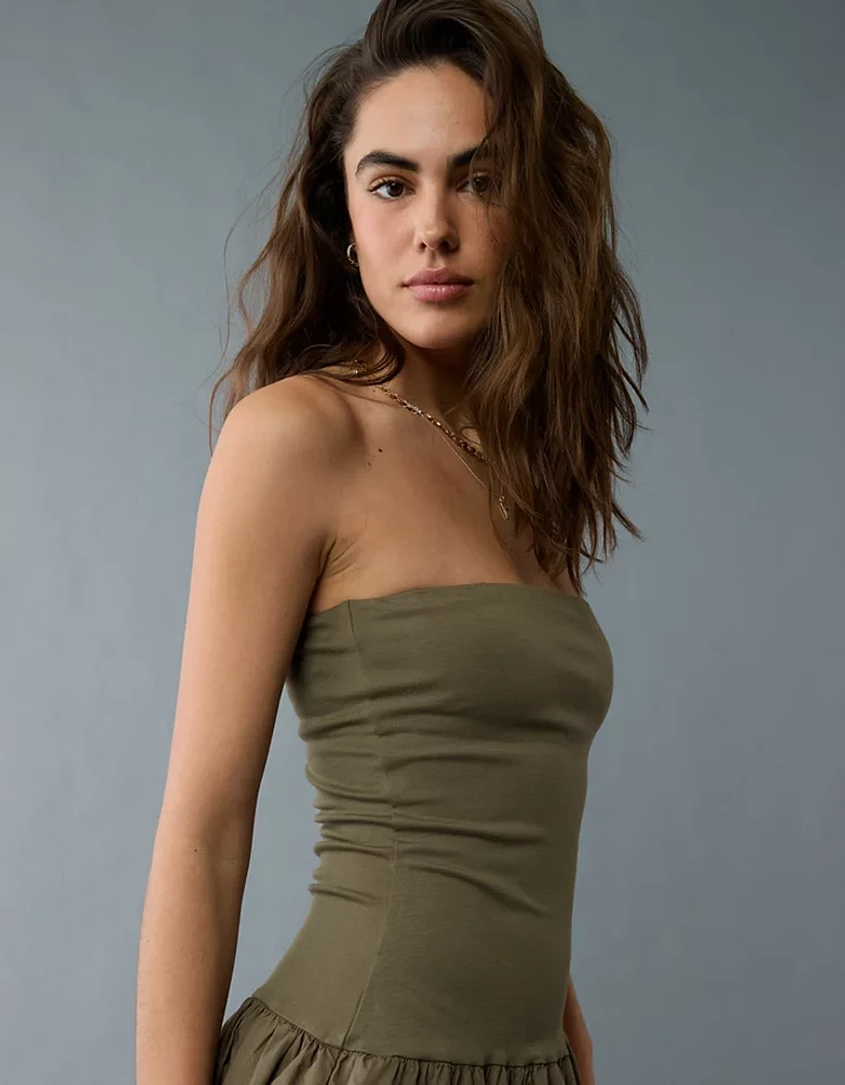 AE Strapless Drop Waist Bubble Mini Dress