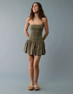 AE Strapless Drop Waist Bubble Mini Dress