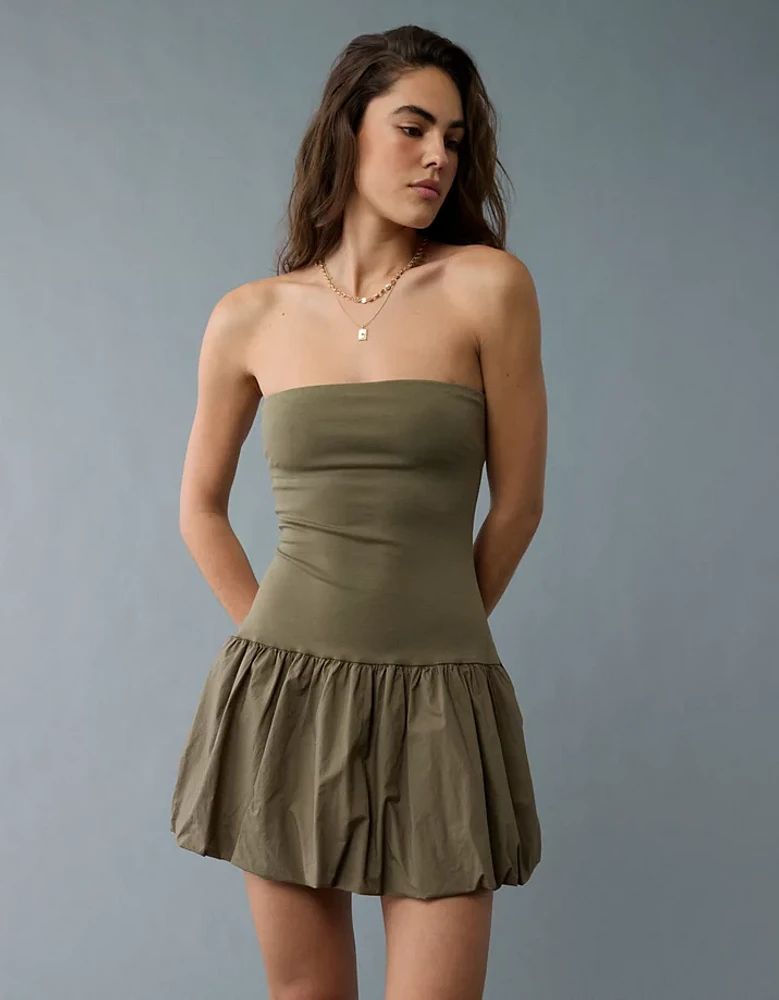 AE Strapless Drop Waist Bubble Mini Dress