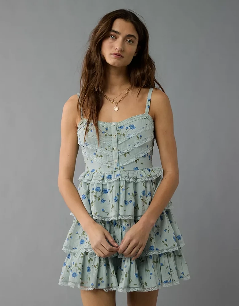 AE Lace Ruffle Tiered Mini Dress