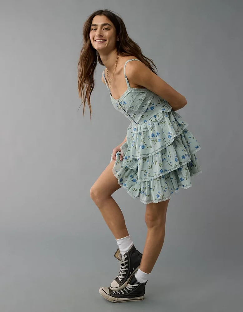 AE Lace Ruffle Tiered Mini Dress